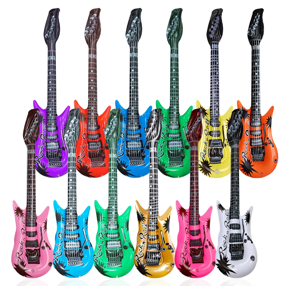Guitarra inflable de PVC gruesa para jugar en casa, reutilizable - imagen 4