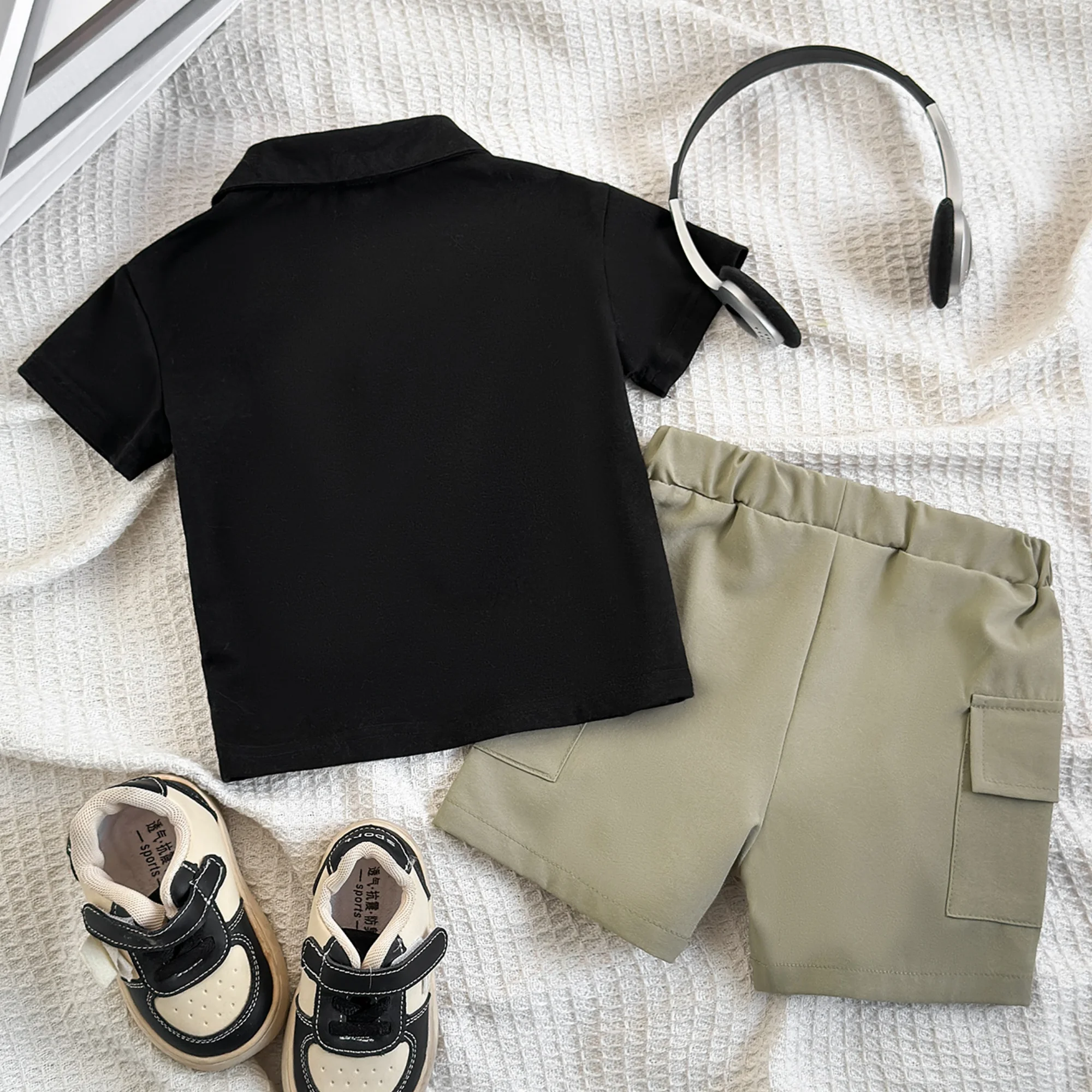 Conjunto bebé polo bloques de color y pantalón corto cargo - imagen 3