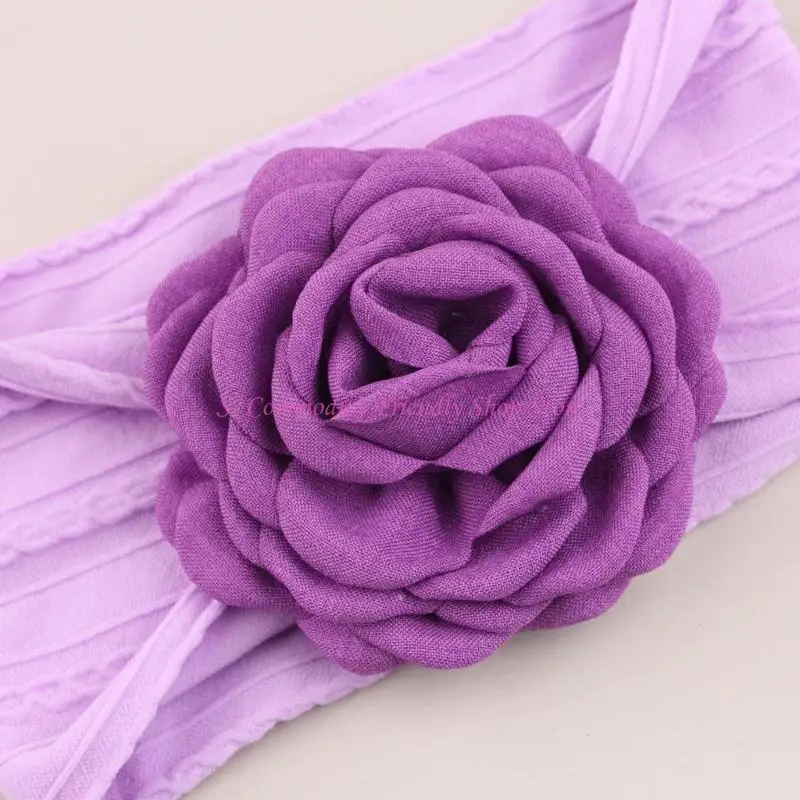 Diadema bebé transpirable de gasa con banda elástica y flor dulce - imagen 4