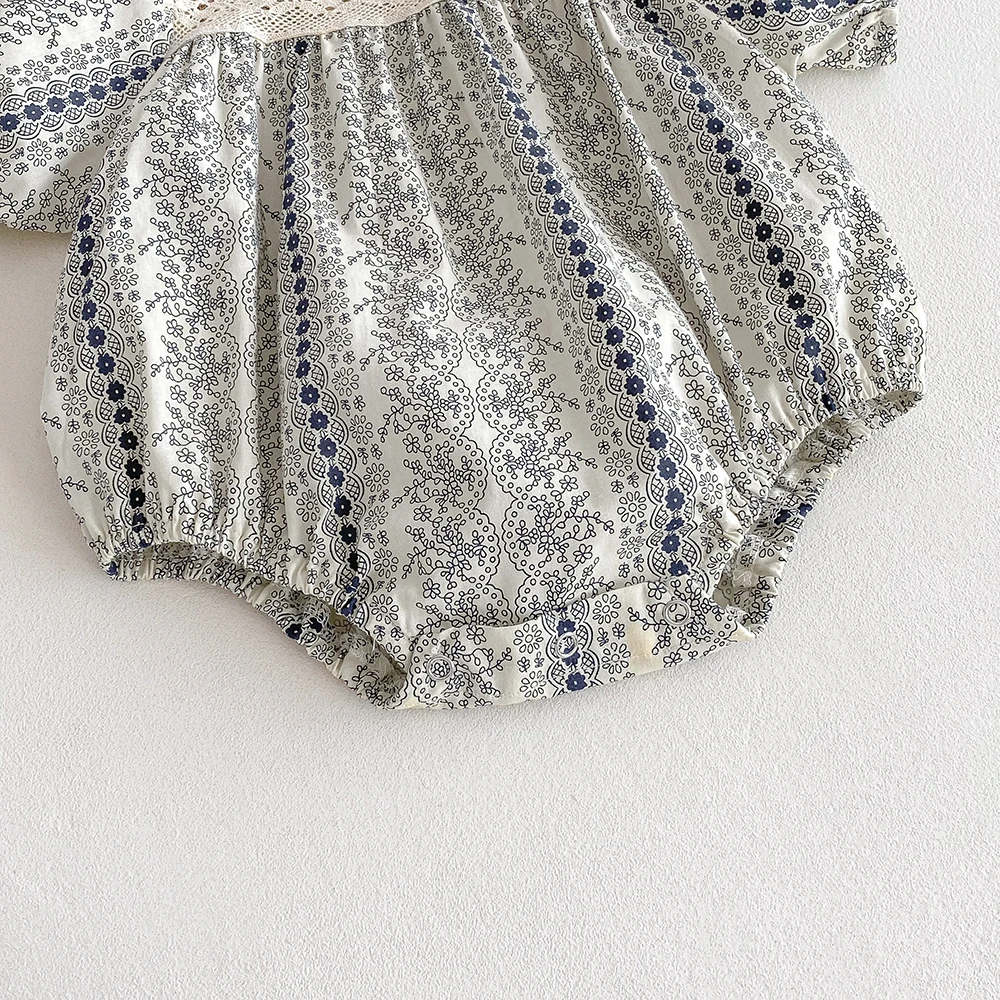 Mono encaje floral vintage para bebé niña verano - imagen 5