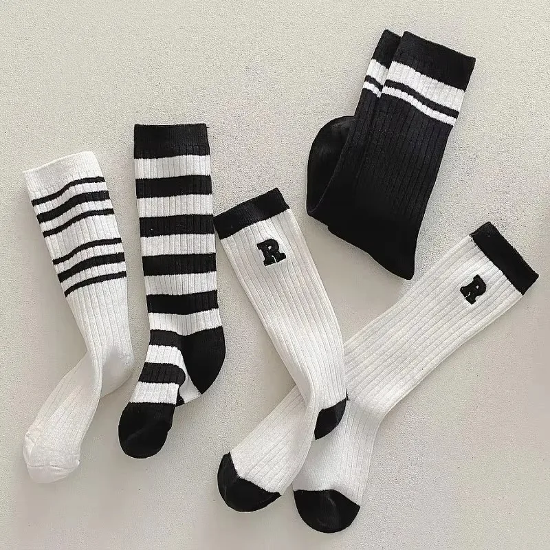 Calcetines rayas hasta la rodilla algodón para niños - Estilo coreano - imagen 3