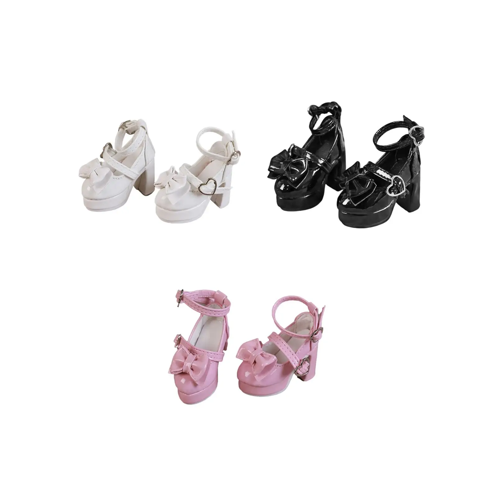 Zapatos de tacón alto para muñecas femeninas con hebilla de corazón