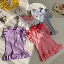 Vestido de verano niña manga corta falda tipo polo