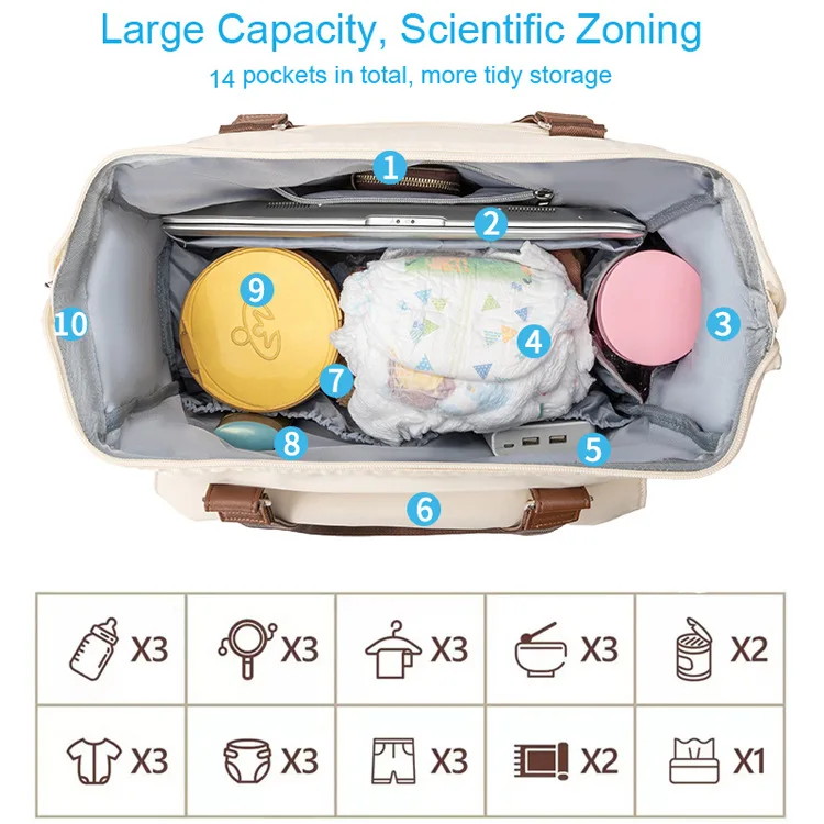 Mochila PANGDUBE con bolsillo térmico y gran capacidad para pañales