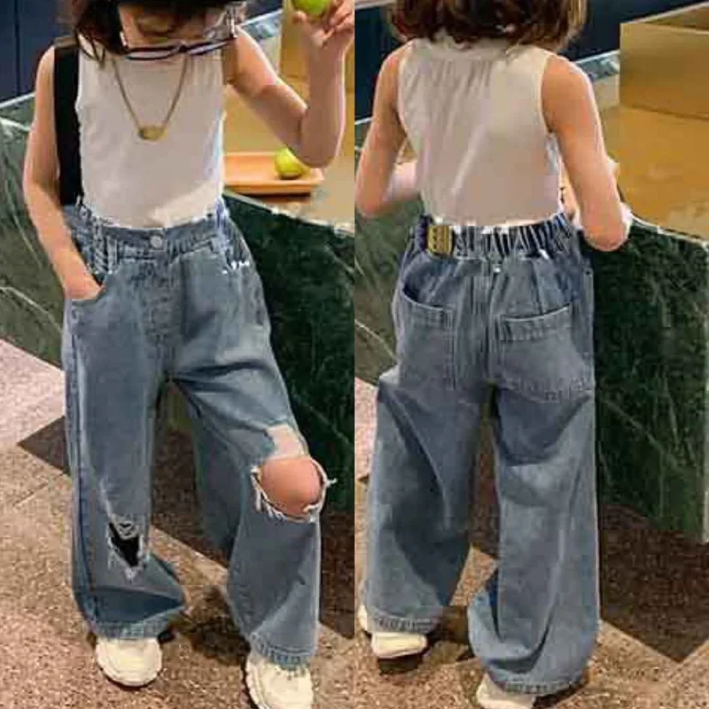 Pantalón vaquero niña MILANCEL – Cintura alta corte ancho - imagen 2