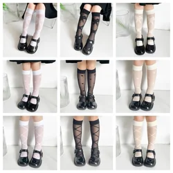 Calcetines de seda con lazo de corazón para niñas pequeñas – Finos y transpirables