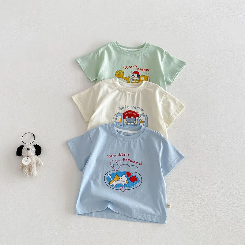MILANCEL Camiseta de verano manga corta con gato para niños - imagen 4
