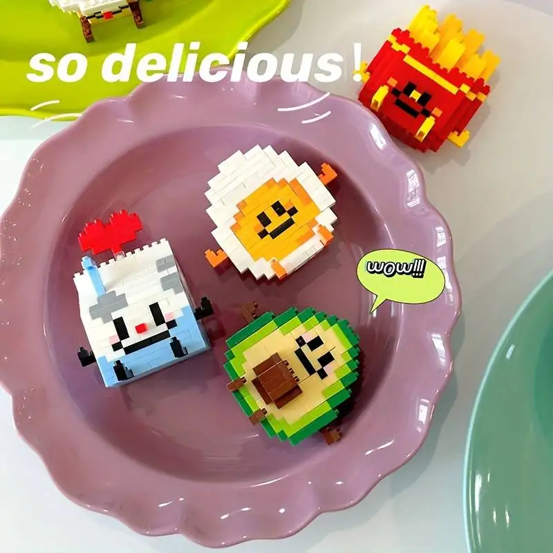 Mini figuras de comida en bloques de construcción