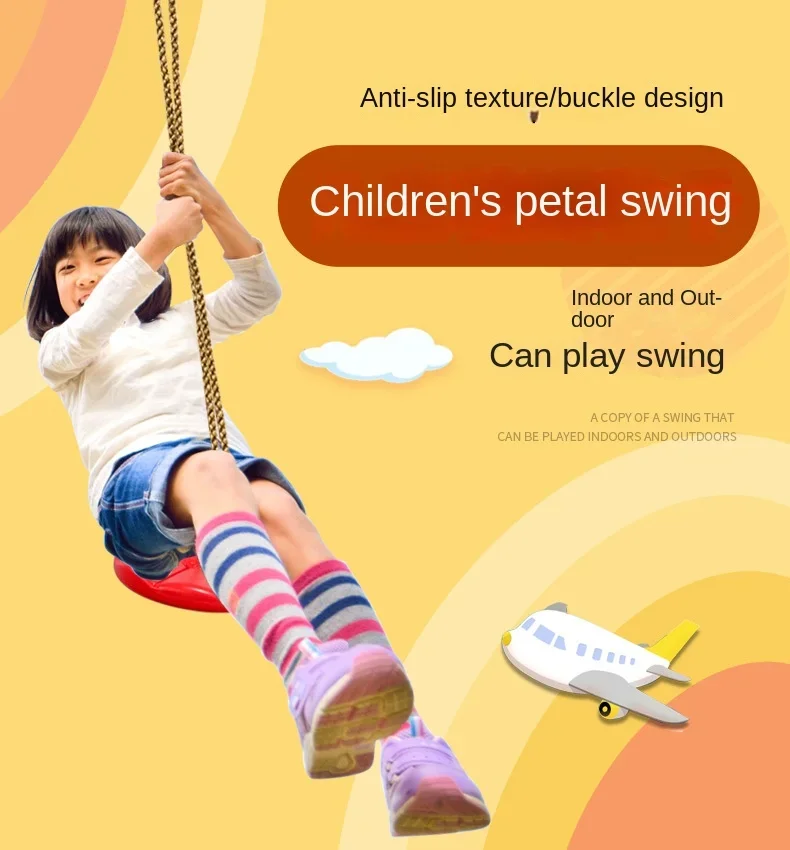 Columpio infantil con asiento de pétalos octogonales en colores vivos