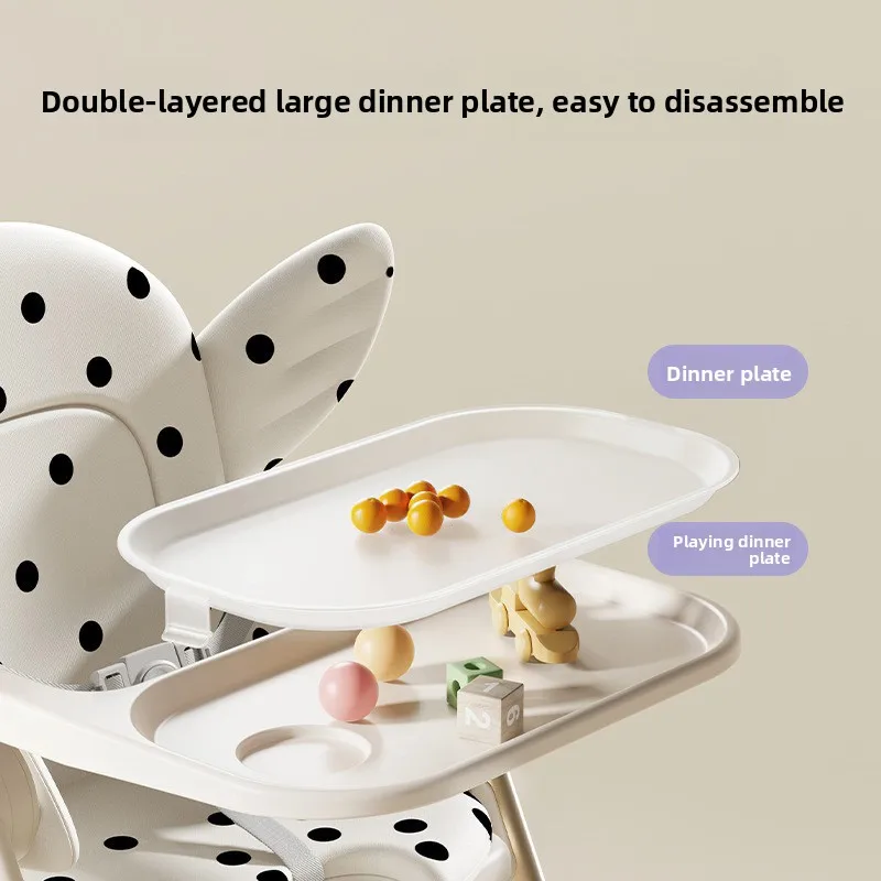 Trona de bebé plegable portátil con asiento acolchado ajustable - imagen 3