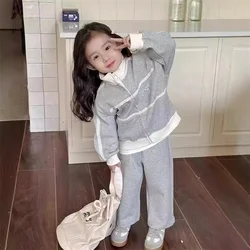 Conjuntos infantiles con lazo para niña, traje deportivo suave