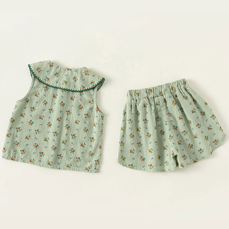 Conjunto de algodón para niña con camiseta sin mangas y short - imagen 3
