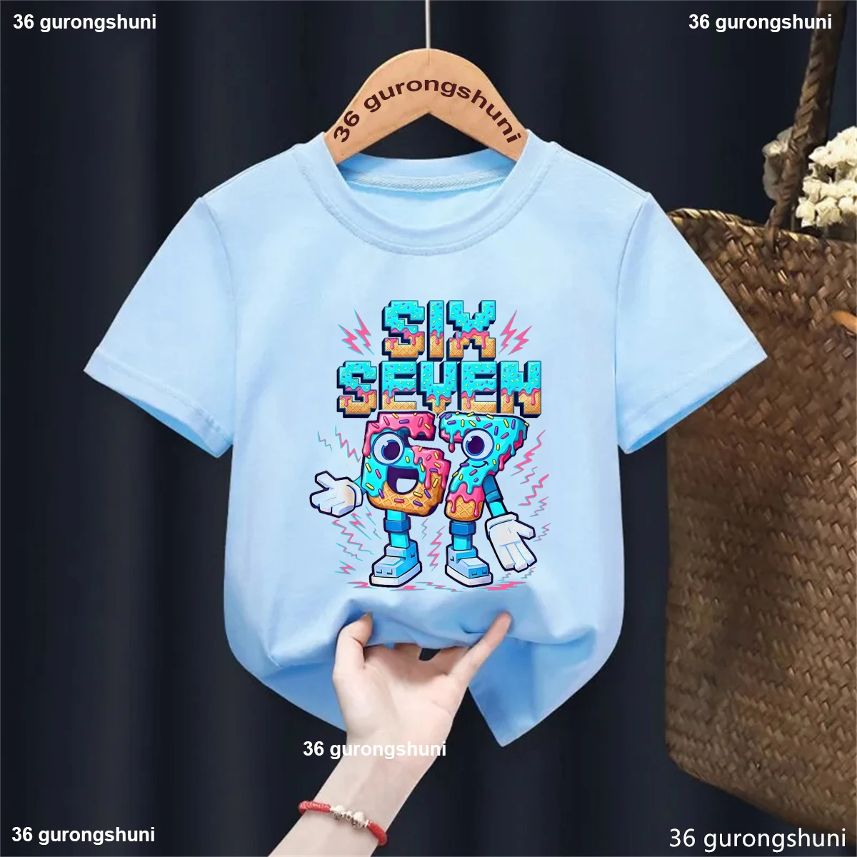Camiseta italiana con helado brainrot Six Seven para niños - imagen 5