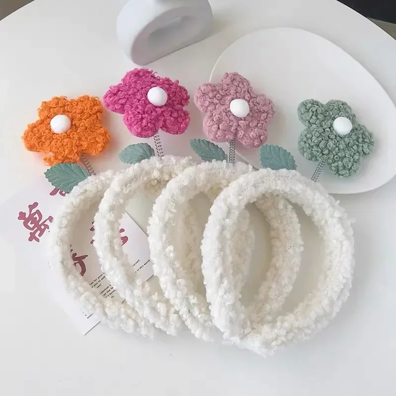 Diadema de felpa con girasol suave antideslizante para niños y niñas
