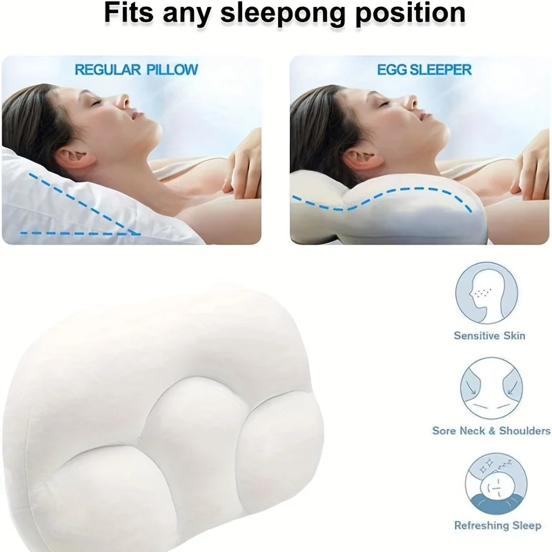 Vista frontal de la almohada en forma de huevo