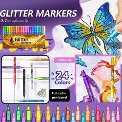Rotuladores con purpurina punta fina – Colores metálicos brillantes