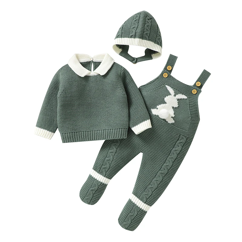 Conjunto de bebé de invierno cálido con suéter y gorro - imagen 3