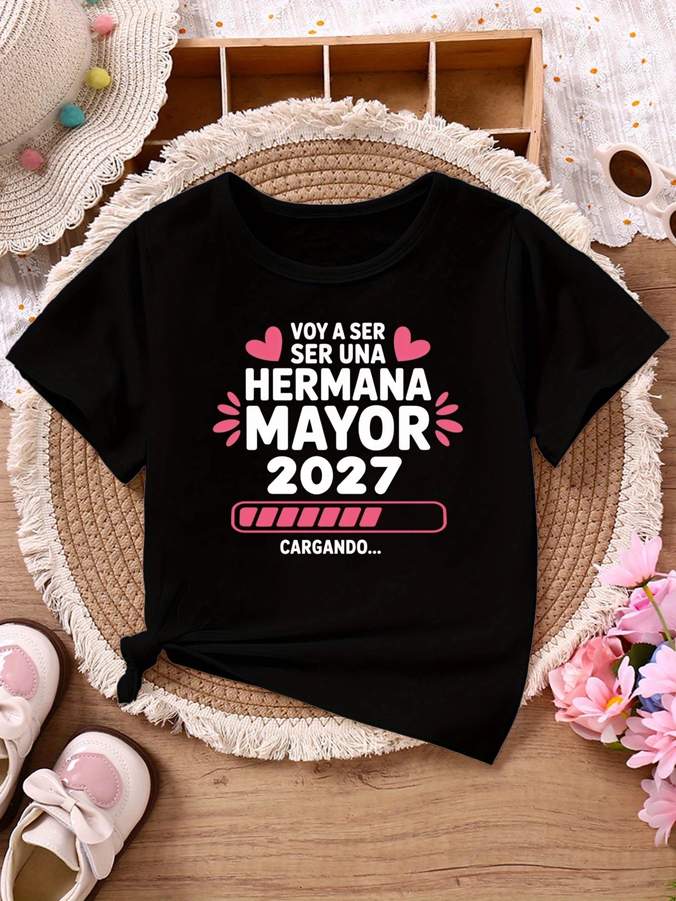 Camiseta de gran hermana para anuncio de embarazo con corazones - imagen 4