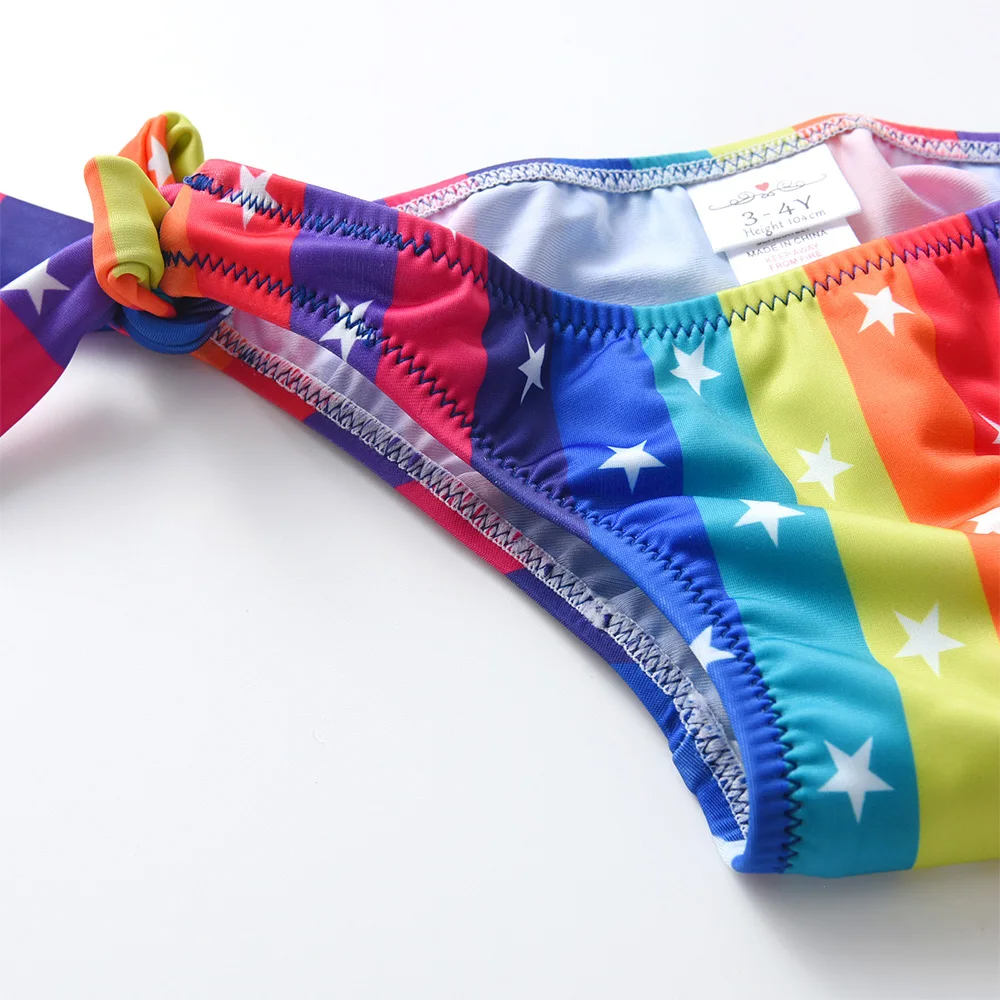 Bañador de niña DXTON arcoíris de secado rápido para playa de verano - imagen 4