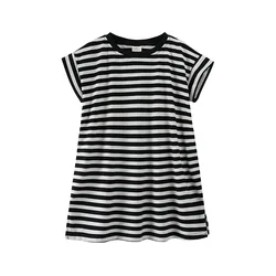 Boutique Vestido de algodón a rayas manga corta para bebé