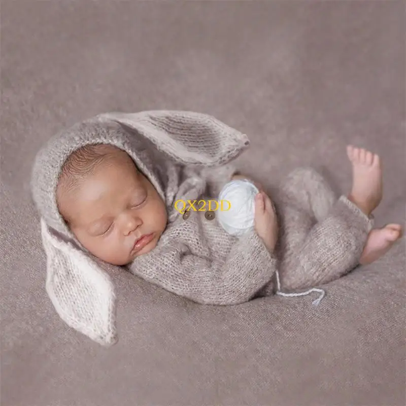 Pelele de punto recién nacido con gorro para sesión fotos - imagen 4