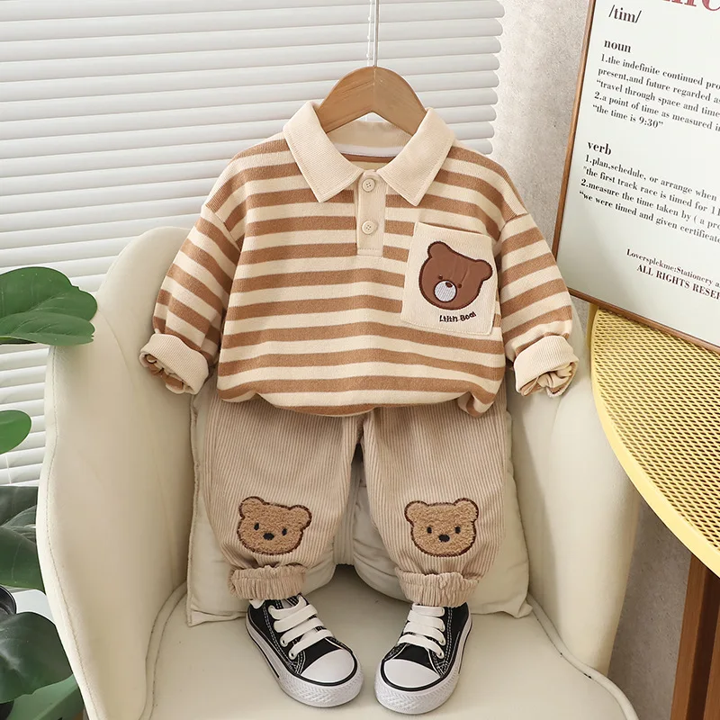 Conjunto otoño bebé niña – camiseta de rayas y pantalones cómodos - imagen 4