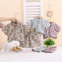 MILANCEL conjunto de verano infantil con camisa floral y hojas