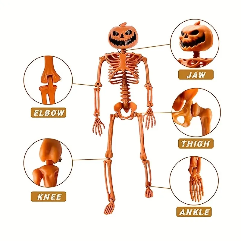 Decoración esqueleto de calabaza de Halloween con articulaciones posables - imagen 5