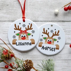 Adorno de Navidad personalizado bebé – Ciervo de cerámica con nombre
