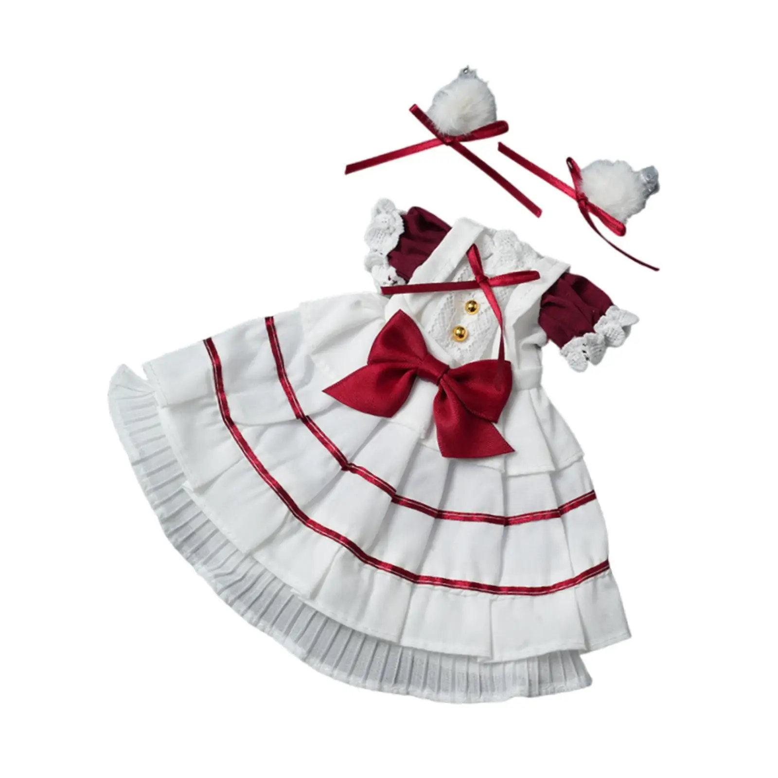 Vestido y diadema de tela para muñeca 1/6
