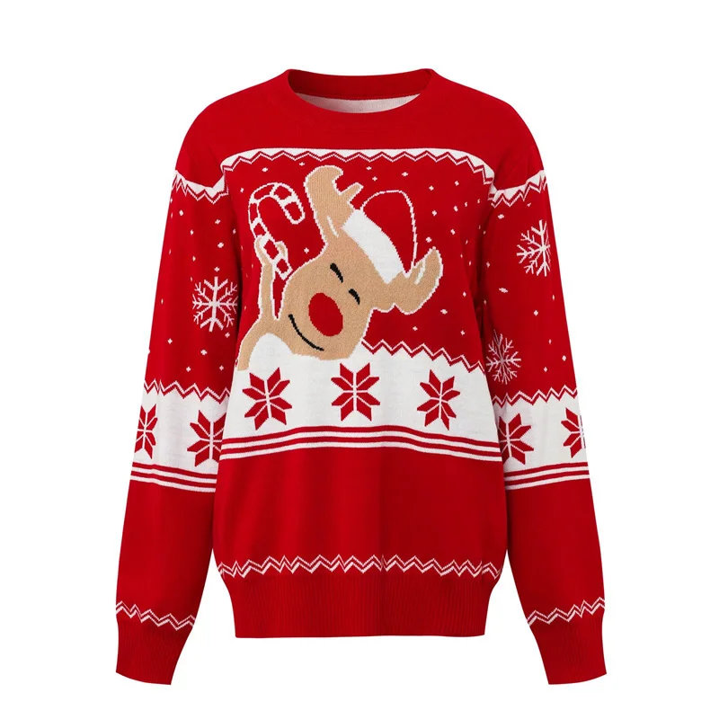 Jersey holgado para mamá e hija en tonos navideños