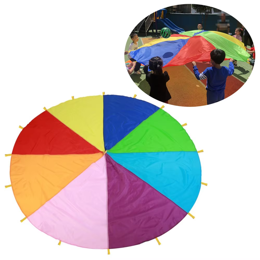 Paracaídas arcoíris infantil para juegos en equipo al aire libre - imagen 3