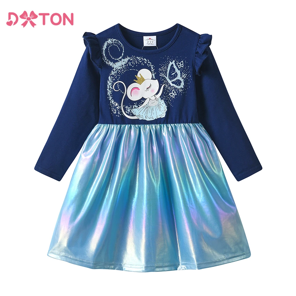 DXTON vestido infantil de invierno manga larga – estilo retales