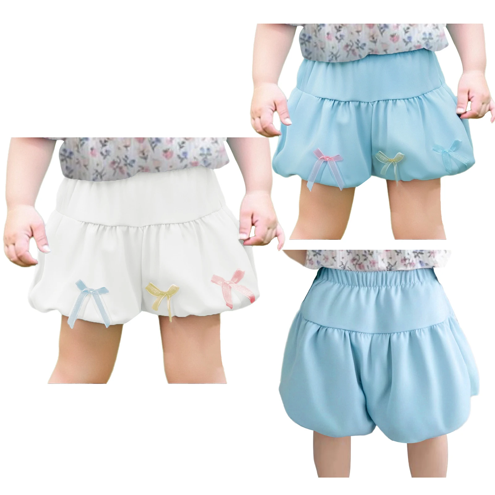 Pantalones cortos bombachos con lazo y cintura elástica para bebé - imagen 5