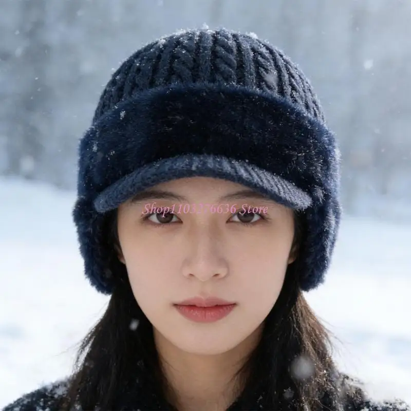 Gorro de punto con orejeras y forro polar visto frontal