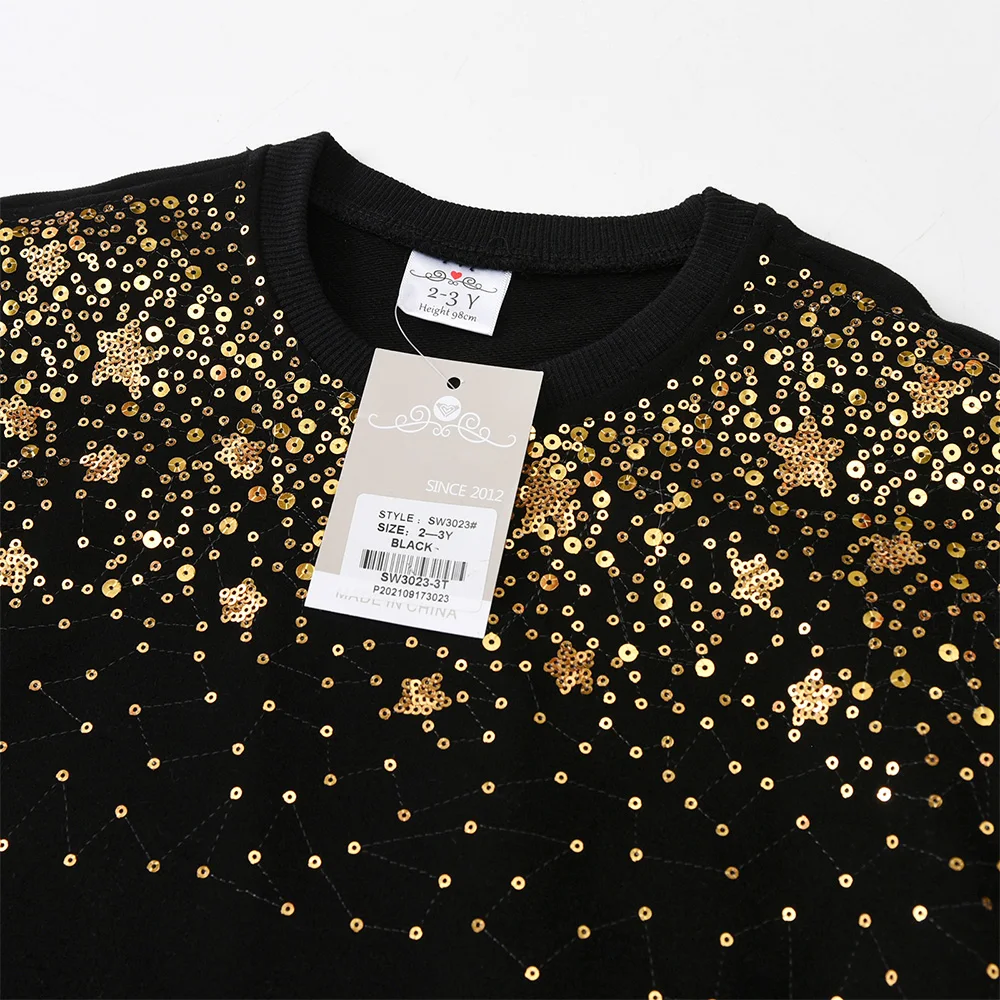 DXTON Sudadera de algodón para niñas con lentejuelas y estrellas - imagen 4