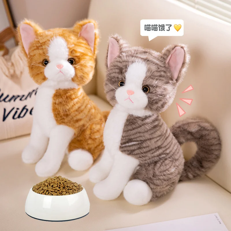 Peluche de gato almohada blanco y gris suave para regalo infantil - imagen 2