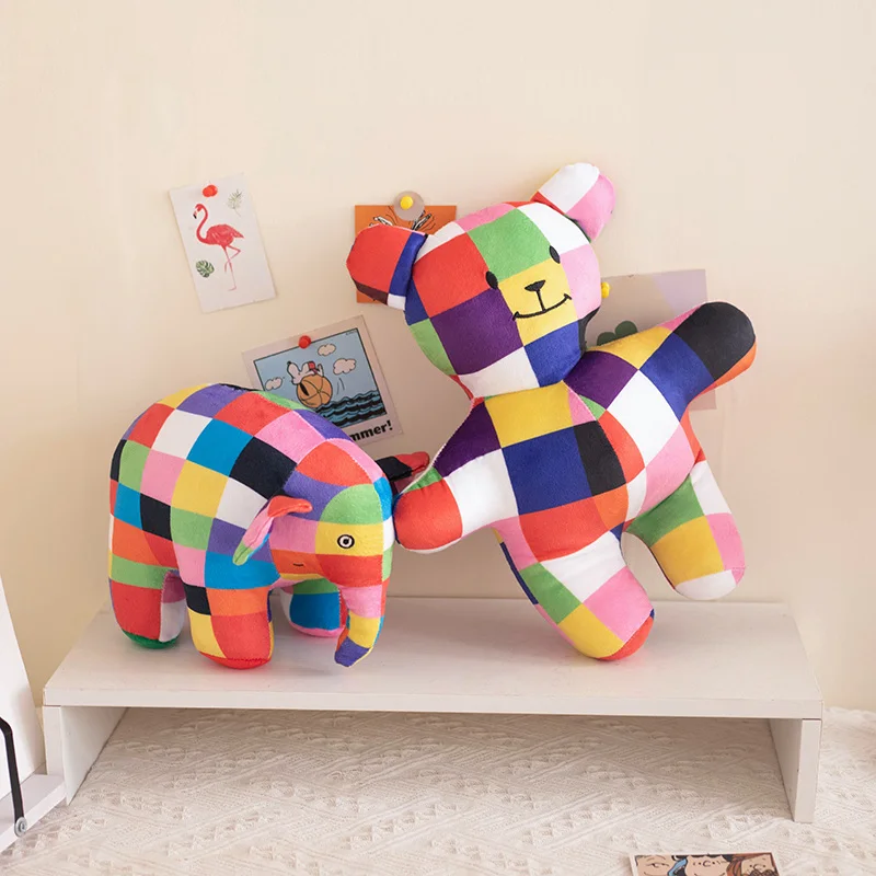 Peluche elefante Elmer suave de animales, almohada para niños tiernos - imagen 3