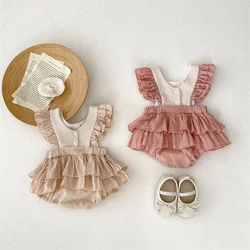 Vestido de encaje con volantes floral vintage para niñas