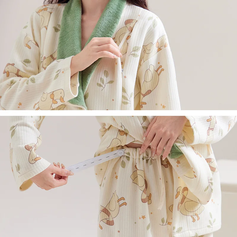 Pijamas de lactancia de algodón acolchado para otoño invierno - imagen 5