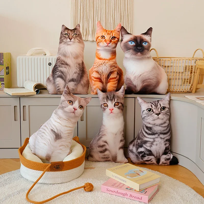 Peluche de gato 3D realista para sofá y regalo de decoración