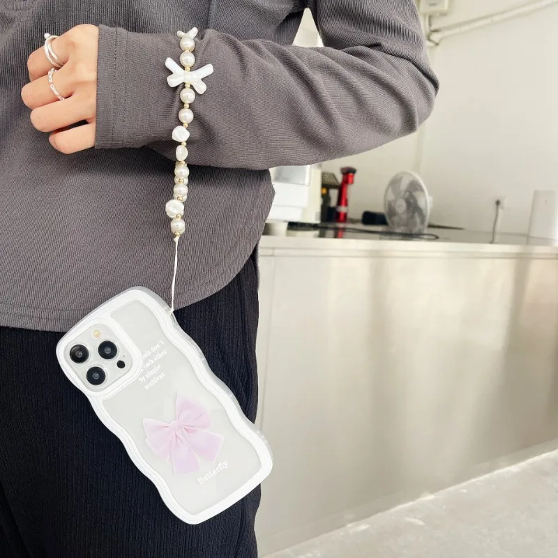 Cadena para móvil con cuentas de oso y corazón, hecho a mano para niñas