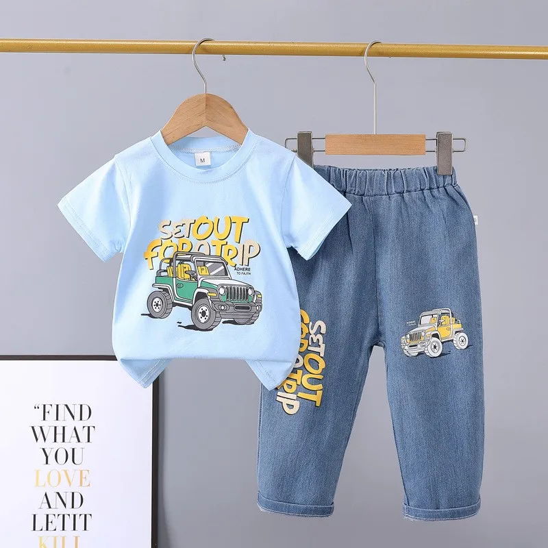 Conjunto verano bebé de algodón: camiseta y pantalón