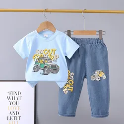 Conjunto verano bebé de algodón: camiseta y pantalón