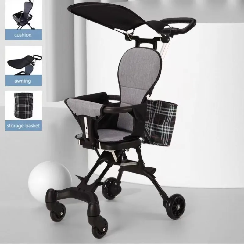 IMBABY Andador para bebé plegable con asiento reversible y 4 ruedas