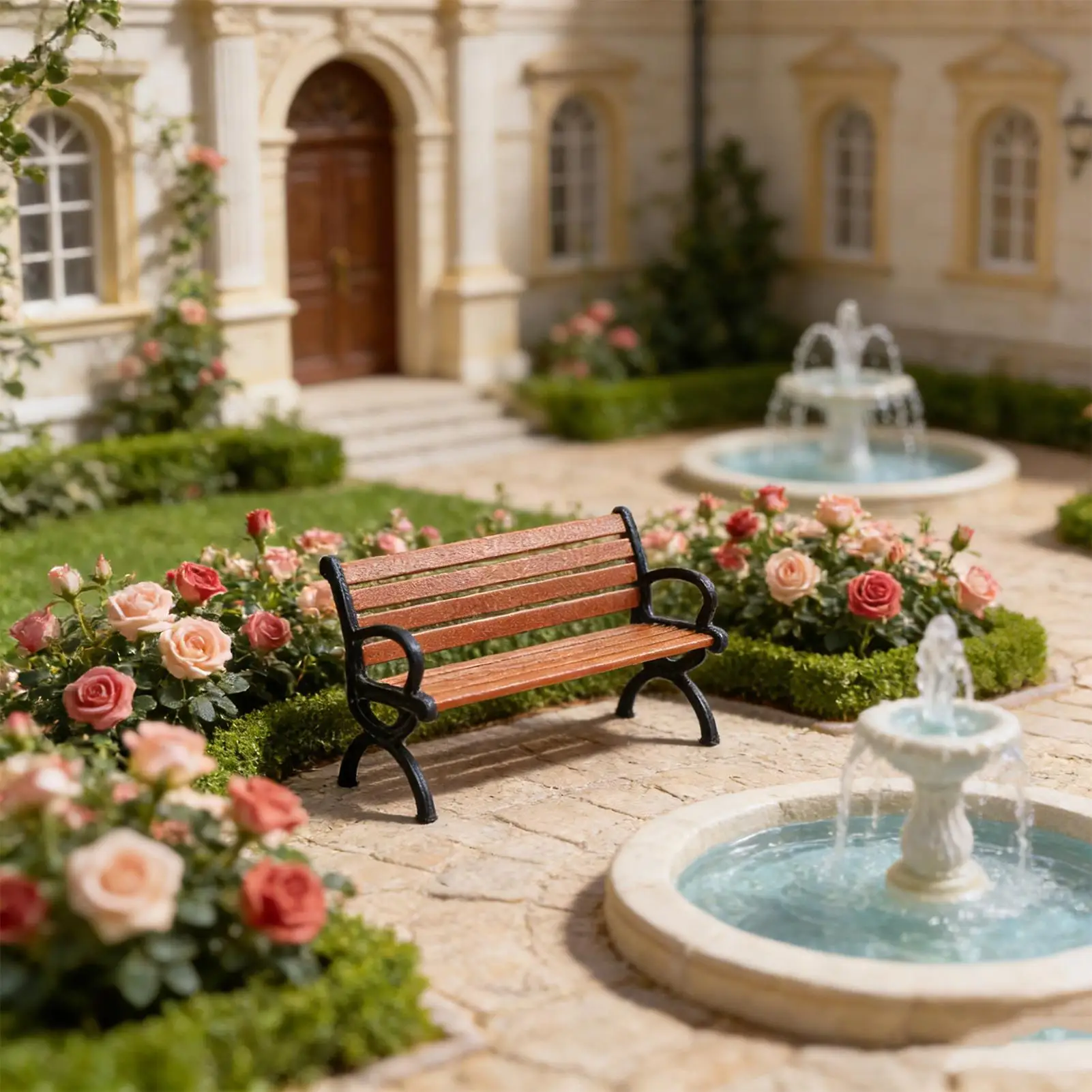 Banco de jardín en miniatura para casa de muñecas - imagen 5