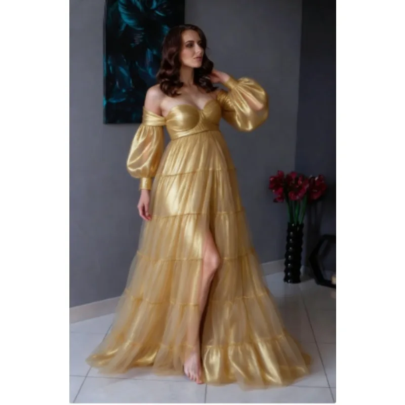 Vestido premama burdeos con corsé y mangas globo - imagen 4