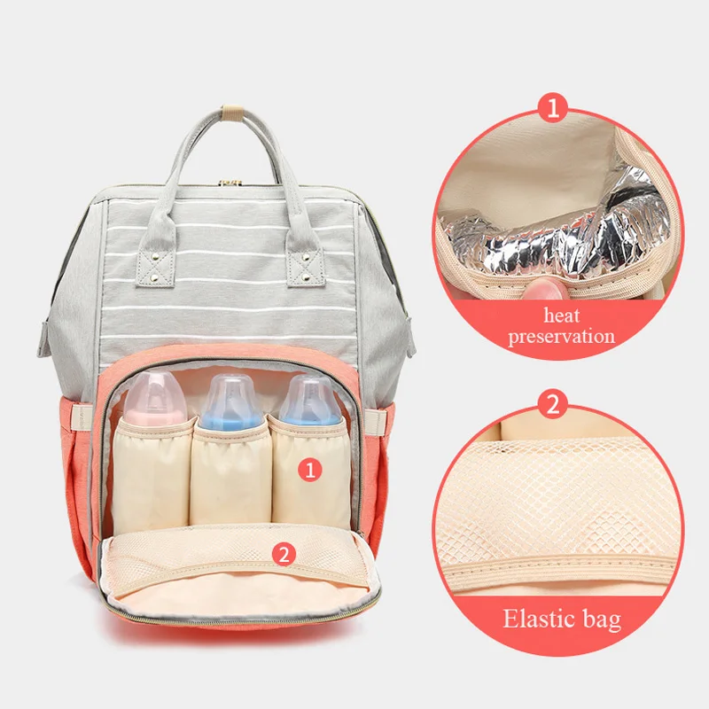 Lequeen Bolsa de pañales grande con asa para viaje de bebé mamá - imagen 4