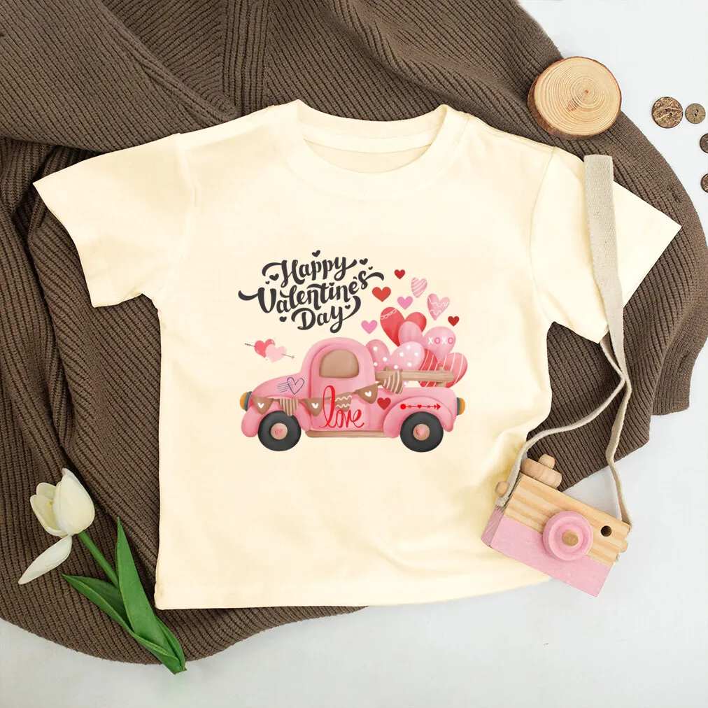 Camiseta infantil de manga corta retro con estampado de San Valentín - imagen 4