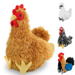 Peluche de pollo con pelo largo, suave dibujo animado para niños